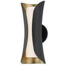 25W 2-Light Wedge Xenon Wall Sconce in Gold Leaf with Black