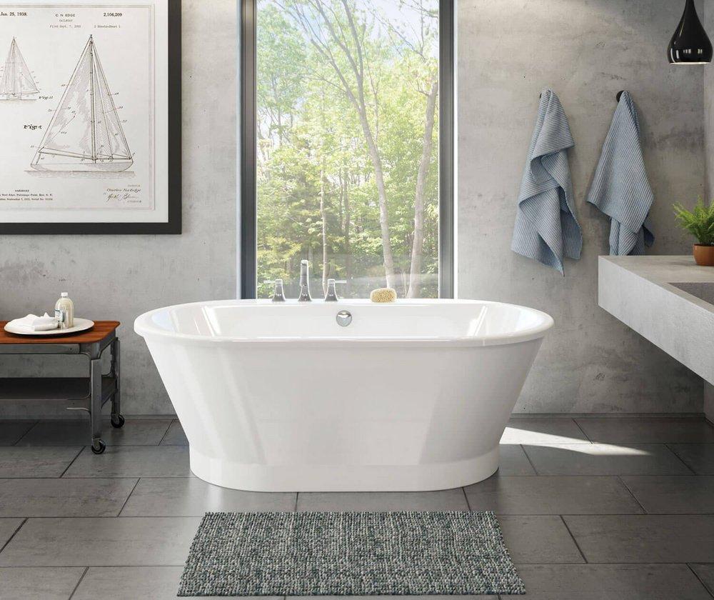 MAAX White 66 x 36 in. Freestanding Bathtub with Center Drain 