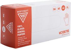 Powder Free Disposable Vinyl Gloves in Clear, L (Box of 100)