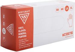 Powder Free Disposable Vinyl Gloves in Clear, L (Box of 100)