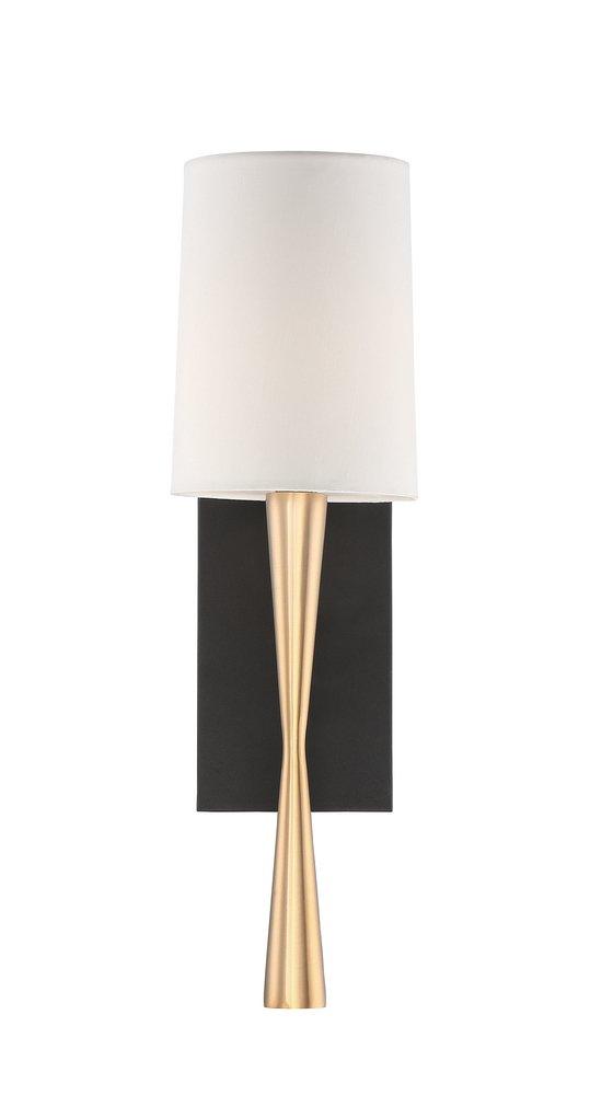 Crystorama Aged Brass/Forged Black 60W 1-Light Candelabra E-12 Incandescent Wall Sconce 