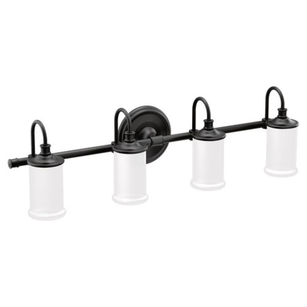 Moen Matte Black 100W 4-Light Medium E-26 Vanity Fixture 