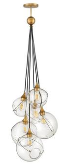 100W 6-Light Chandelier in Heritage Brass