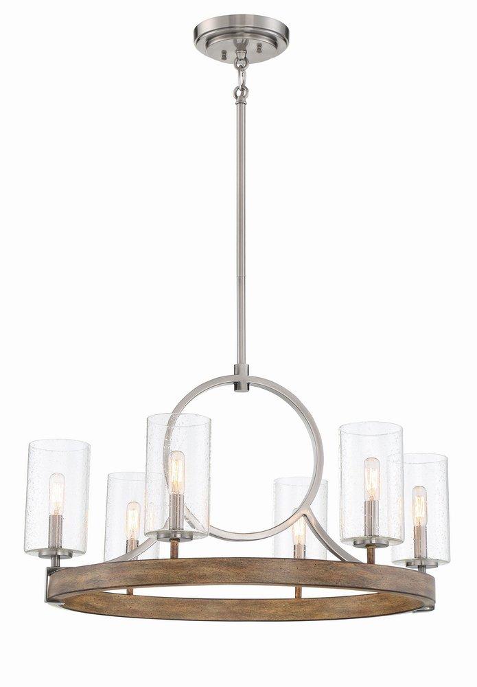 Minka Lavery Sun Faded Wood 60W 6-Light Candelabra E-12 Chandelier 