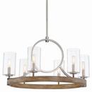 6-Light Chandelier in Sun Faded Wood with Brushed Nickel Accents