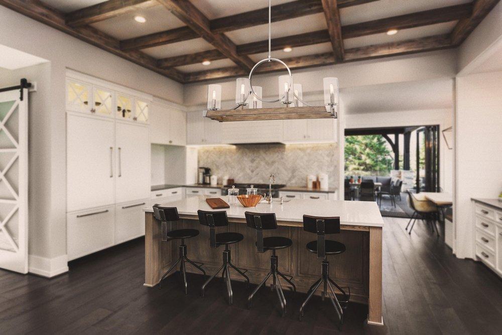 Minka Lavery Sun Faded Wood/Brushed Nickel 60W 6-Light Candelabra E-12 Pendant 