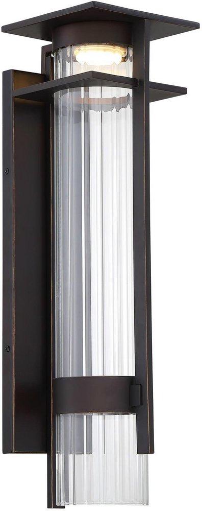 LED Outdoor Wall Sconce with Clear Ribbed Glass 