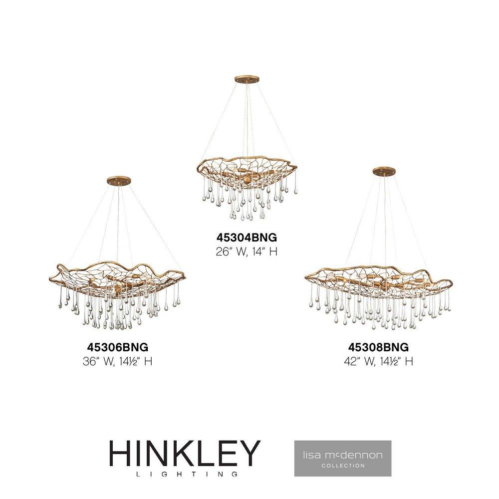 Hinkley Burnished Gold 14 x 26 in. 60W 1-Tier 4-Light LED Modern Chandelier 
