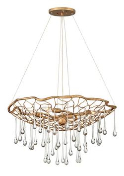 14 x 26 in. 60W 1-Tier 4-Light LED Modern Chandelier in Burnished Gold