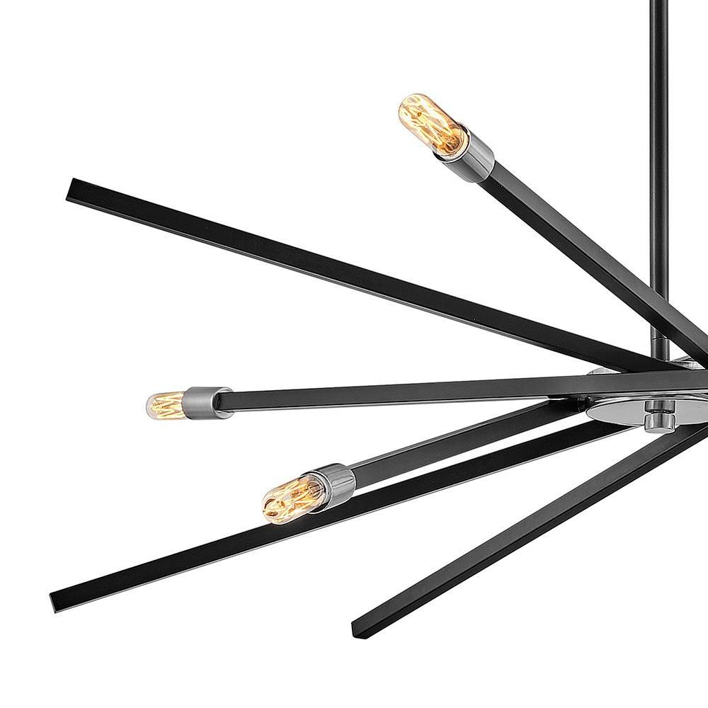 Hinkley Satin Black 19 x 42-1/2 in. 60W 1-Tier 6-Light LED Mid-century, Modern, Scandinavian and Transitional Chandelier 