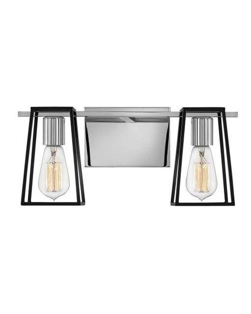 Hinkley Polished Chrome/Satin Black 100W 2-Light Medium E-26 Incandescent Vanity Fixture 