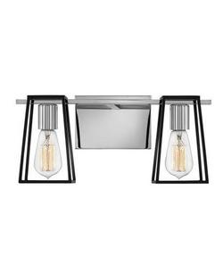 100W 2-Light Medium E-26 Incandescent Vanity Fixture in Polished Chrome with Satin Black