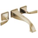 Two Handle Wall Mount Tub Filler in Luxe Gold