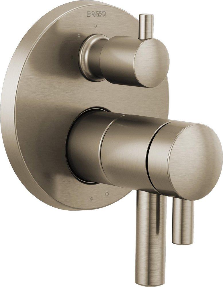 Brizo Brushed Nickel Three Handle Bathtub & Shower Faucet (Trim Only) 