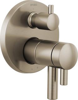 Three Handle Thermostatic Valve Trim in Brushed Nickel