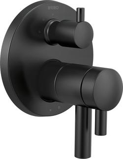 Three Handle Thermostatic Valve Trim in Matte Black