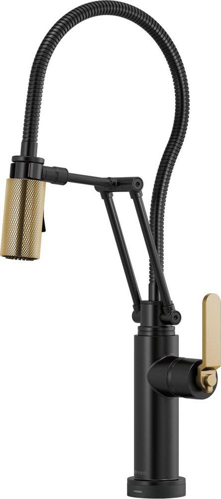 CCY 1.8 GPM Delta Brizo Litze: Smarttouch&reg; Articulating Faucet With Finished Hose Matte Black / Luxe Gold 
