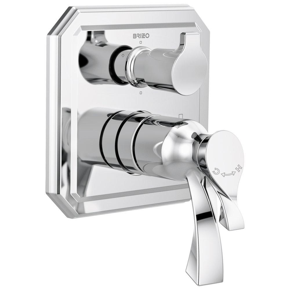 Brizo Chrome TempAssure Thermostatic Valve with Integrated 6-Function Diverter Trim 
