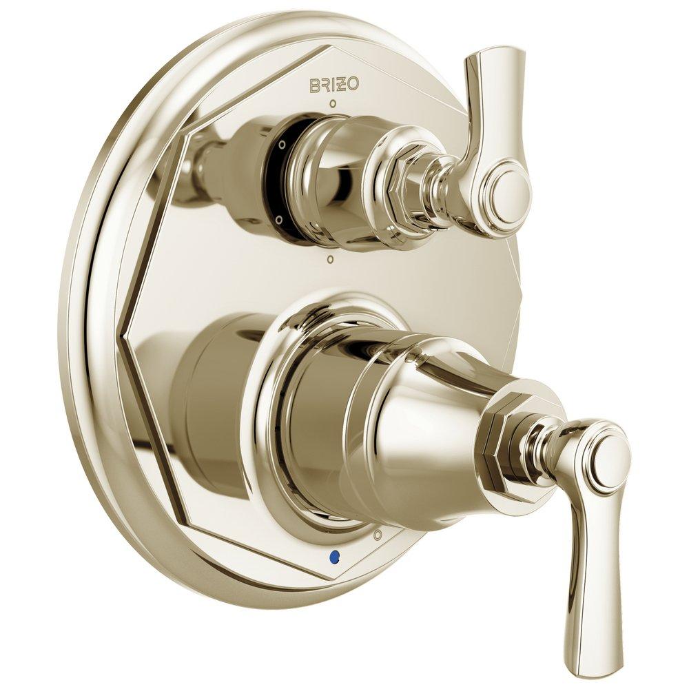 Brizo Polished Nickel Two Handle Multi Function Bathtub & Shower Faucet in Luxe Gold (Trim Only) 