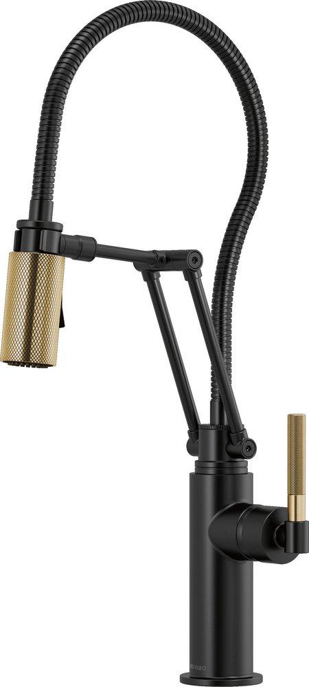 Brizo Matte Black/Luxe Gold Single Handle Pull Down Kitchen Faucet 