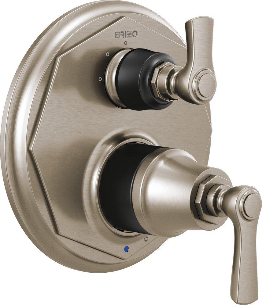 Brizo Two Handle Pressure Balancing Valve Trim in Luxe Nickel with 