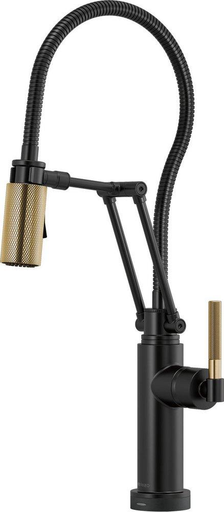 Brizo Matte Black/Luxe Gold Single Handle Pull Down Kitchen Faucet 