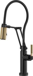 Single Handle Pull Down Kitchen Faucet with Touch Activation in Matte Black with Brilliance® Luxe Gold®