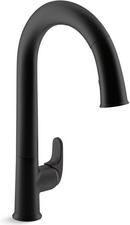 Single Handle Pull Down Voice Activated Kitchen Faucet with Magnetic Docking, Sweep Spray, Response and KOHLER Konnect Technology in Matte Black