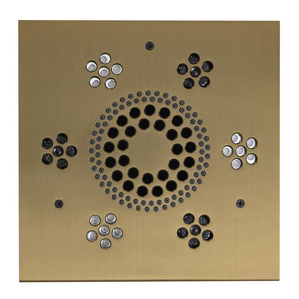 SERENITY LIGHT SOUND RAIN SYSTEM SQUARE SATIN BRASS 