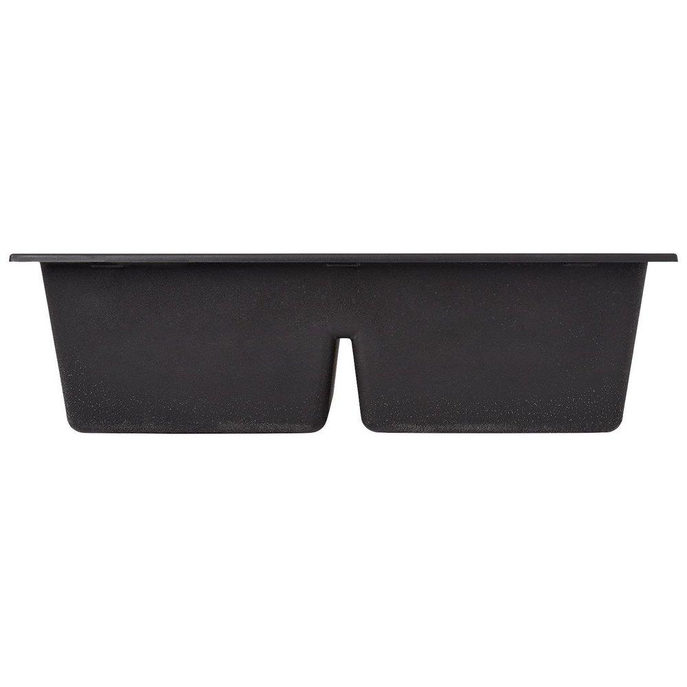 Signature Hardware Black 33 in. x 22 in. Granite 2 Bowl Undermount Kitchen Sink 