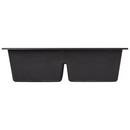 33 in. Undermount Granite Composite Double Bowl Kitchen Sink in Midnight Black