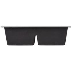 33 in. Undermount Granite Composite Double Bowl Kitchen Sink in Midnight Black