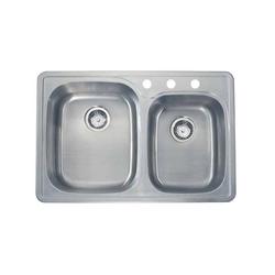 33-1/8 in. Drop-in Stainless Steel Double Bowl Kitchen Sink in Brushed Stainless Steel