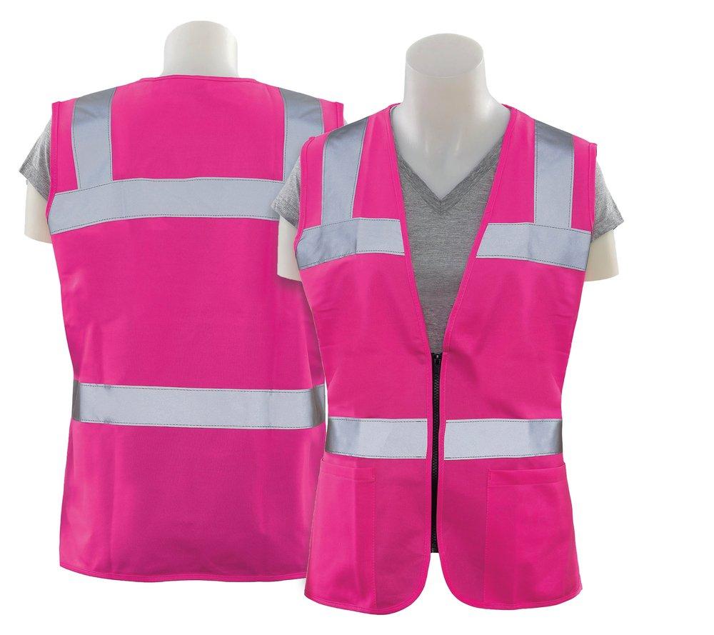 ERB Safety Hi-Viz Pink Polyester Tricot Reusable Safety Vest in Hi-Viz Pink 