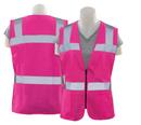 Size S Polyester Tricot Reusable Safety Vest in Hi-Viz Pink