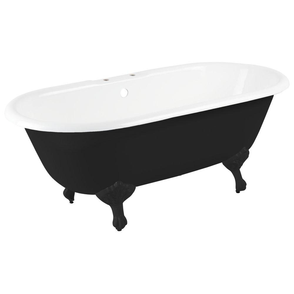 Signature Hardware Black 66 x 30-1/4 in. Freestanding Bathtub with Rear Center Drain 