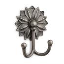 Brass Double Coat Hook in Antique Pewter