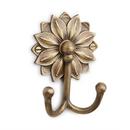 Brass Double Coat Hook in Antique Brass