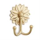 Brass Double Coat Hook in Satin Brass