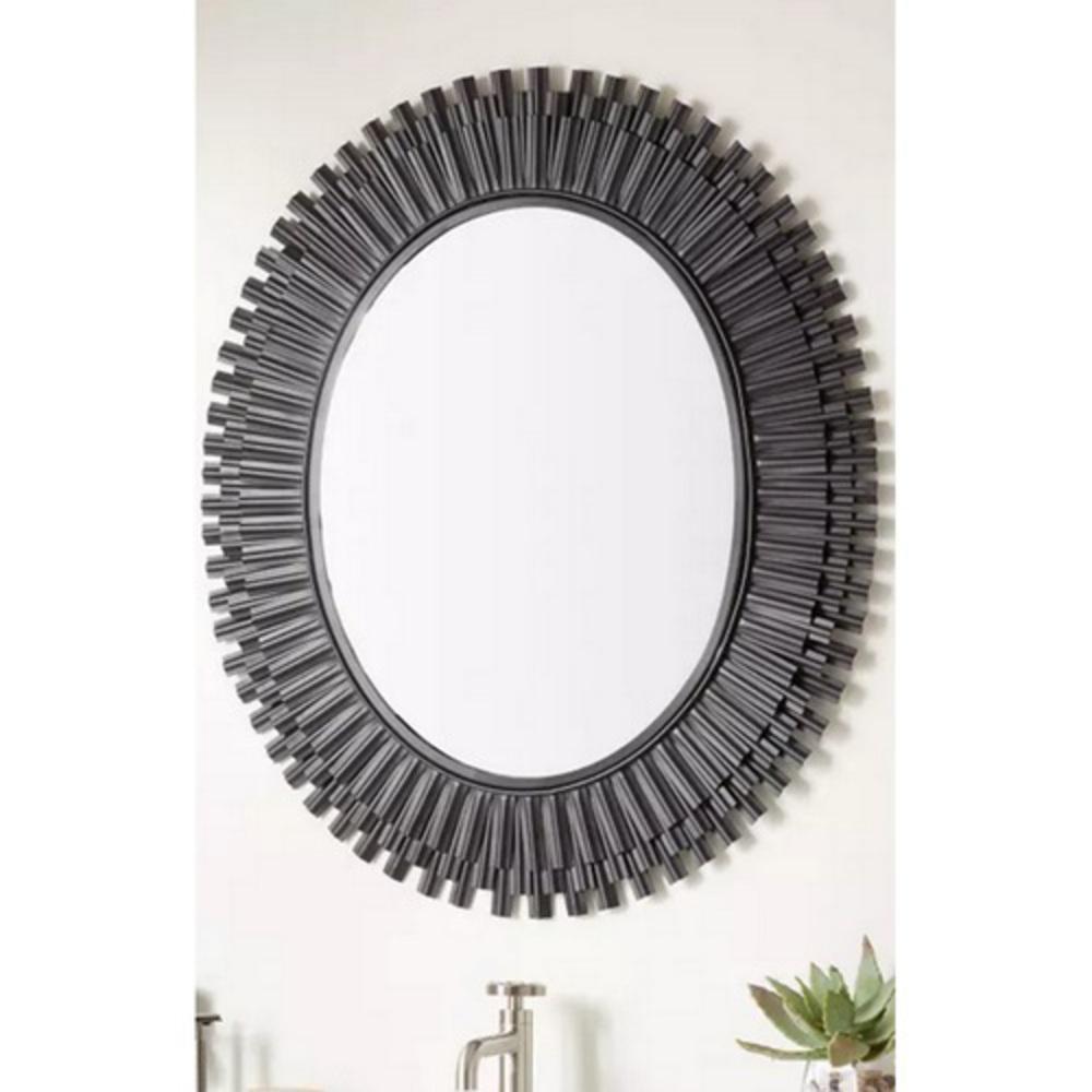 Signature Hardware Black Powder Coat 30 in. Iron Vanity Mirror 