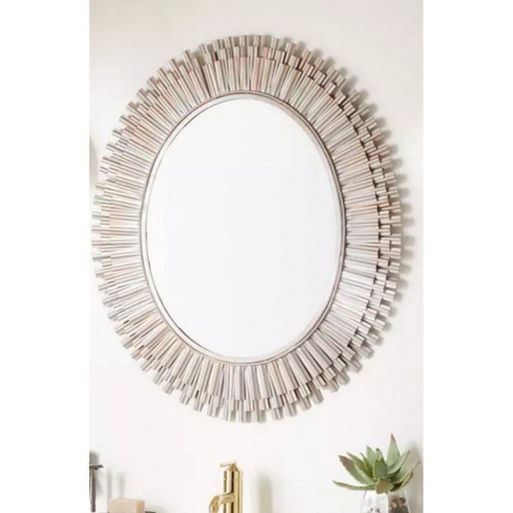 Signature Hardware Silver Powder Coat/Copper 30 in. Iron Vanity Mirror 