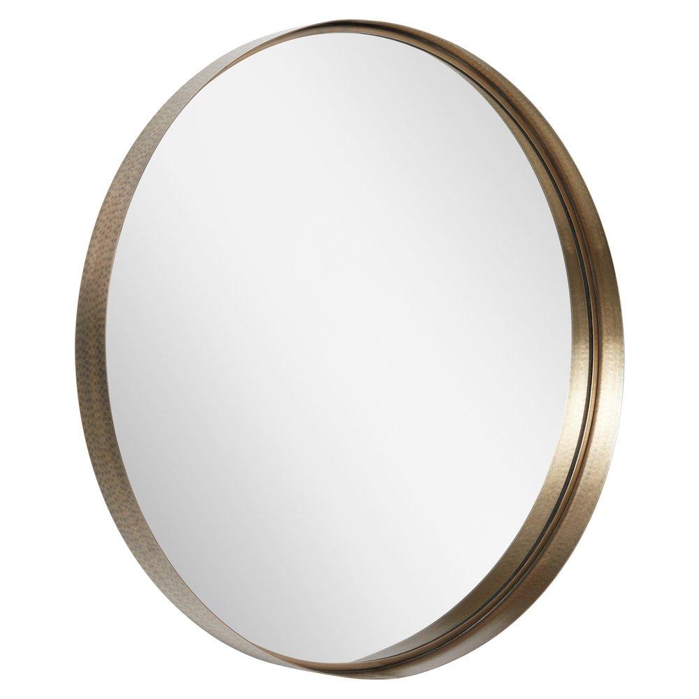 Signature Hardware Antique Brass 30-1/8 in. Round Mirror 