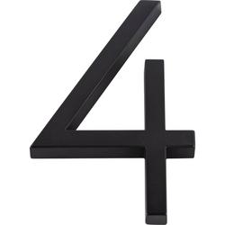 6 in. Zinc Modern House Number #4 in Matte Black