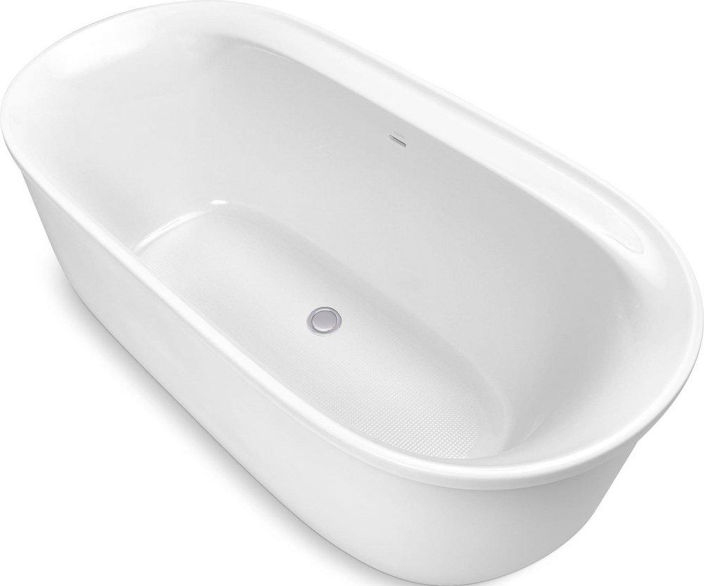 Sterling White 65-3/4 x 34-1/4 in. Freestanding Bathtub Center Drain 