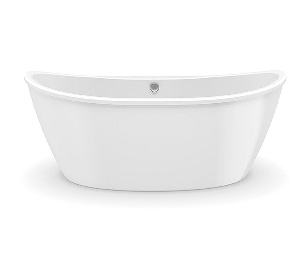 Aquatic White 66 x 36 in. Freestanding Bathtub with Rear Center Drain 