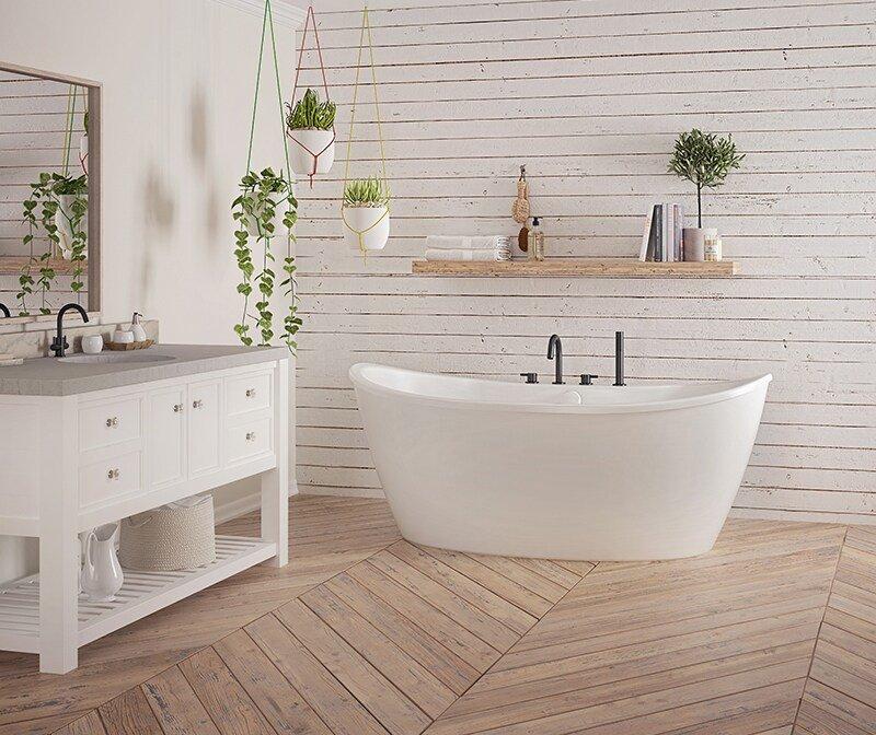 Aquatic White 66 x 36 in. Freestanding Bathtub Front Center Drain 