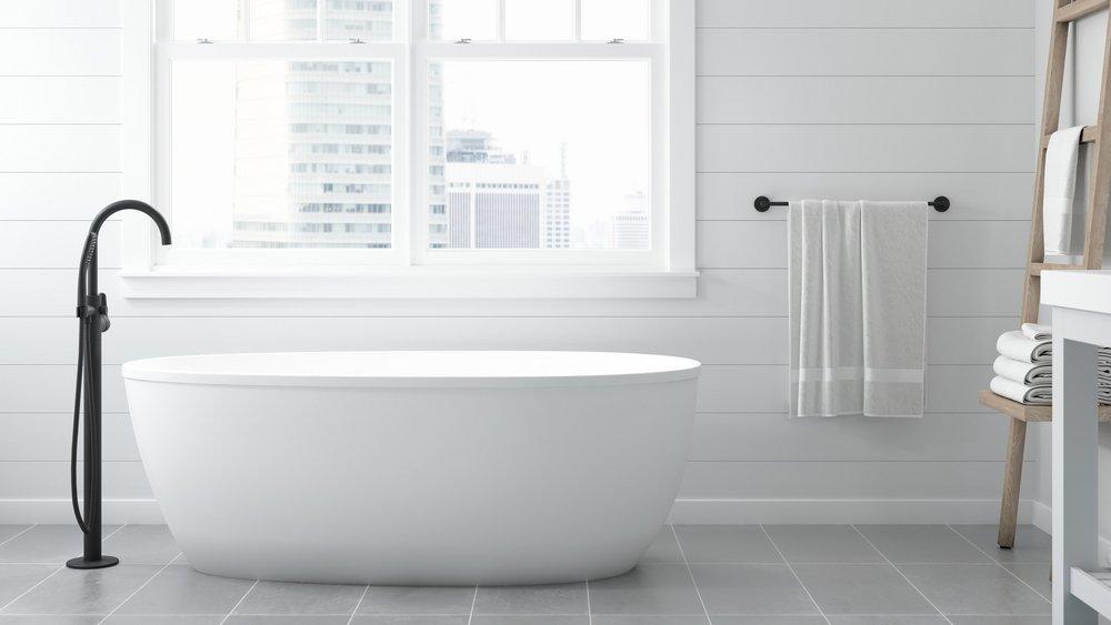 67 x 31-1/2 in. Freestanding Bathtub Universal Drain in White 