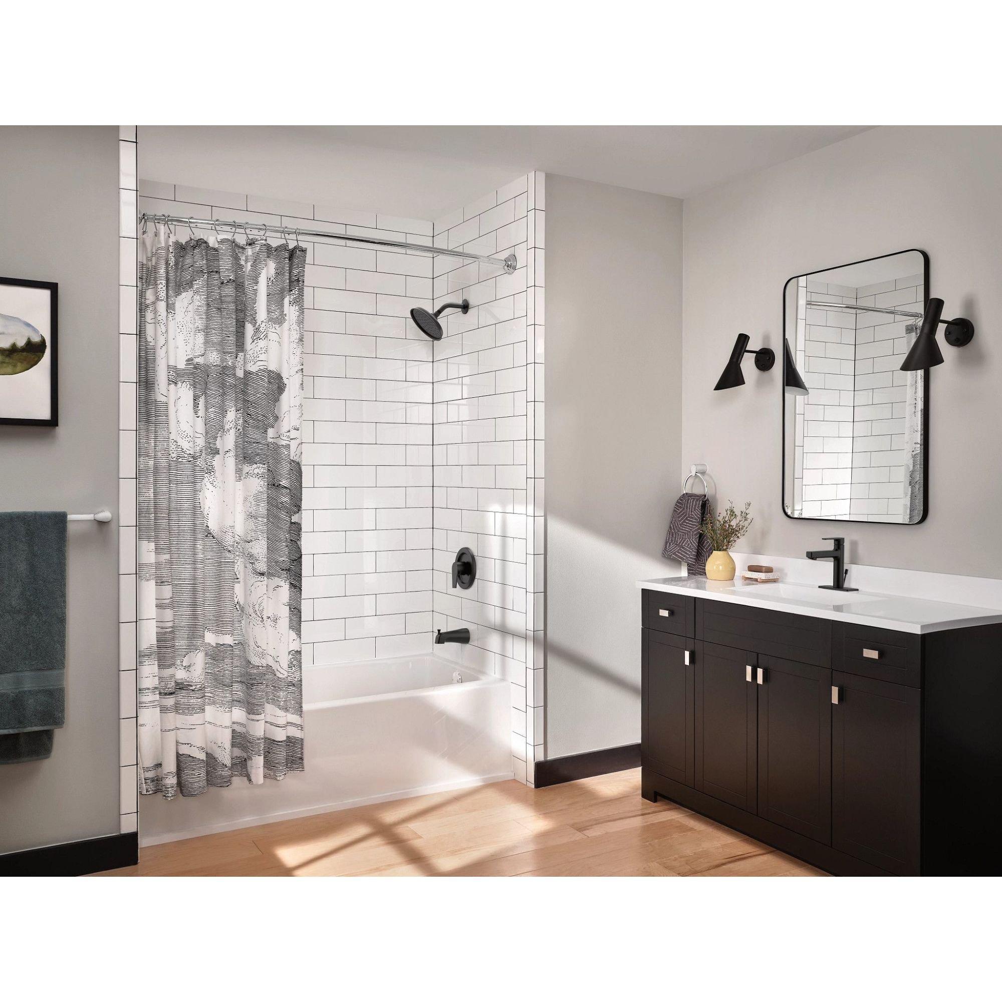 Moen Matte Black 72 in. Wall Mount Curved Shower Rod 