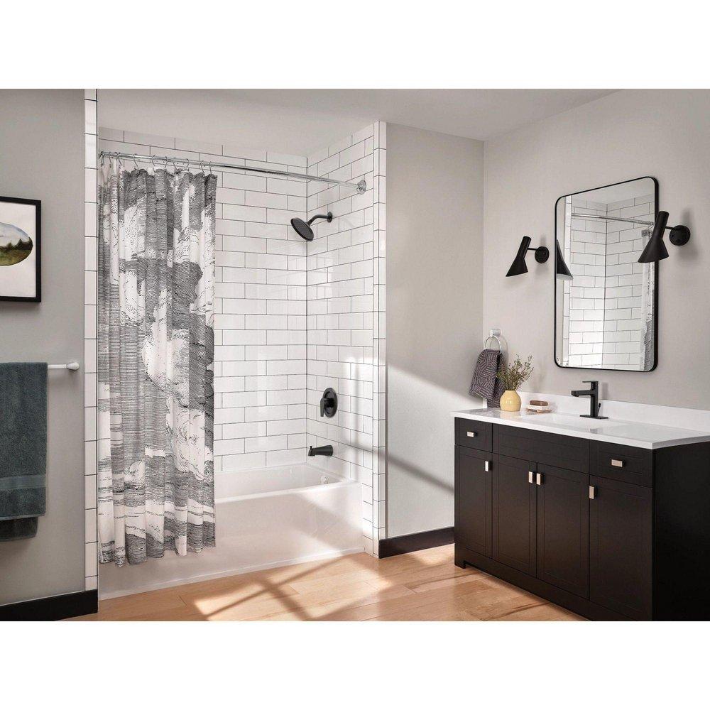 Moen Matte Black 72 in. Wall Mount Curved Shower Rod 