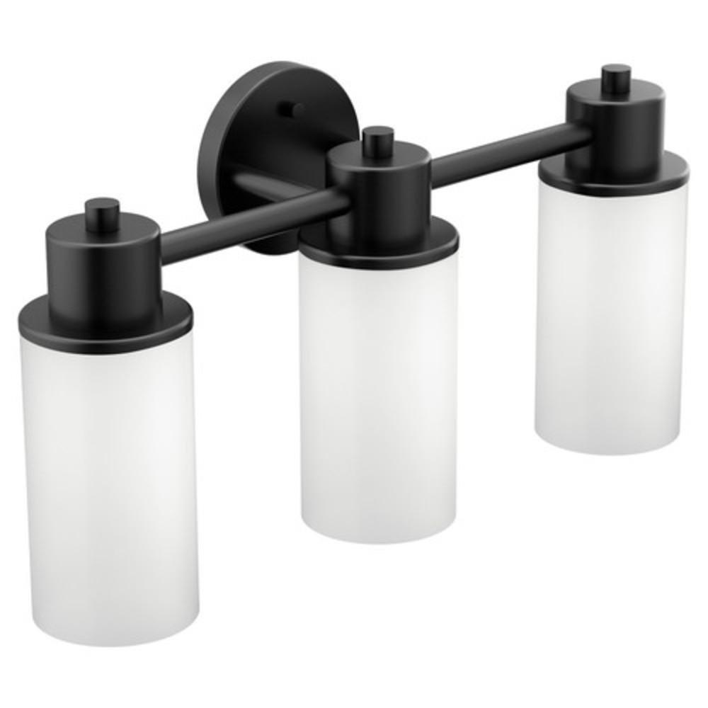Moen Matte Black 100W 3-Light Medium E-26 Vanity Fixture 